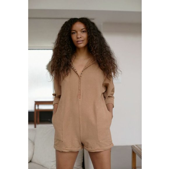 Out From Under UO Cotton Peggy Reversible Romper Brown Playsuit XS New